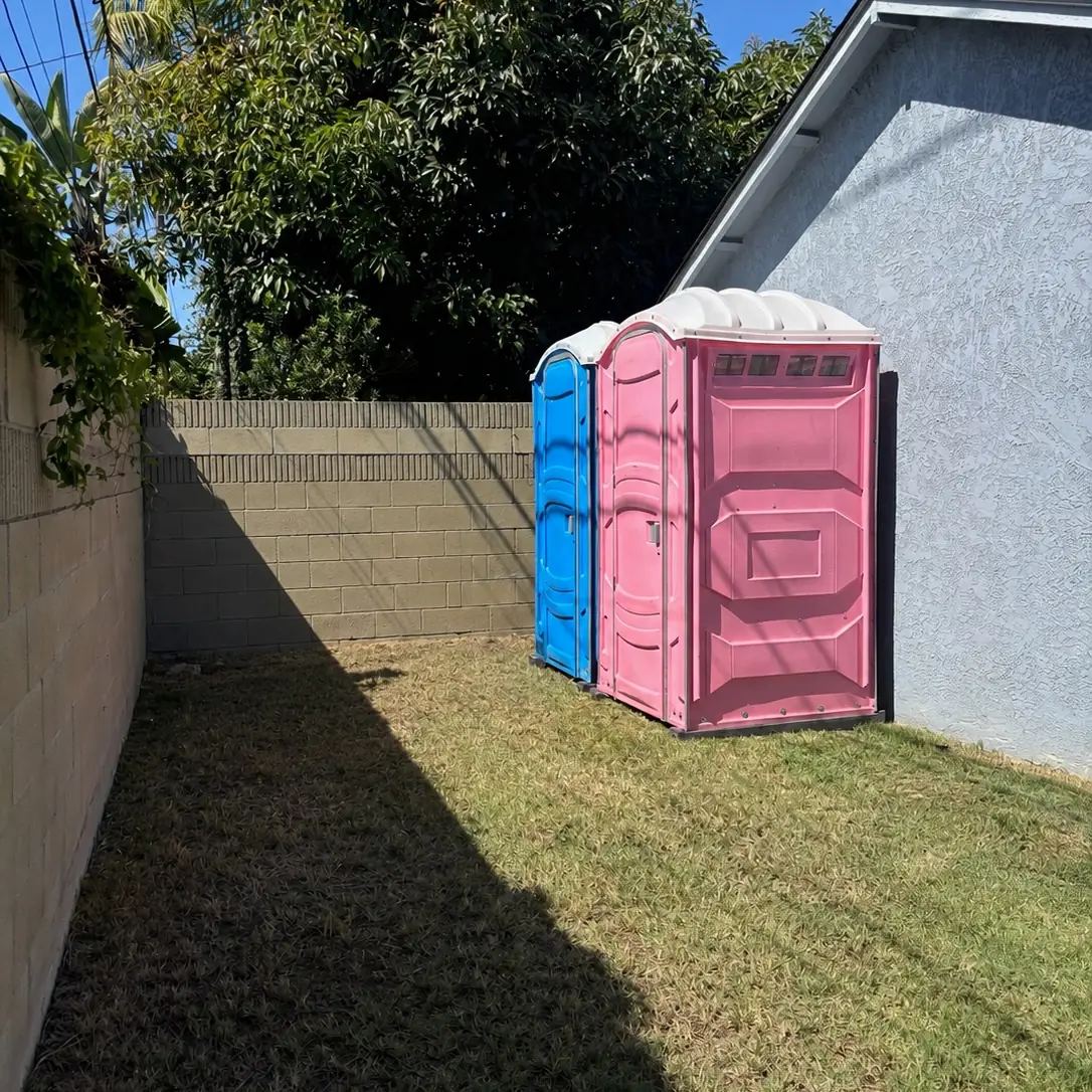 Backyard party setup through a side gate